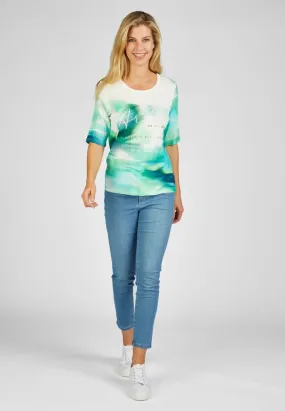 214350- Green & White Ombre Print TShirt- Rabe