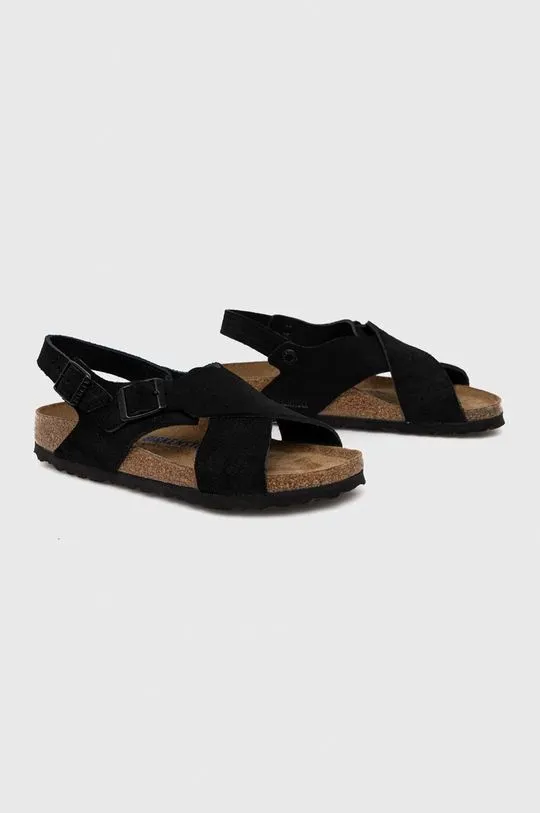 Birkenstock suede sandals Tulum SFB women's black color