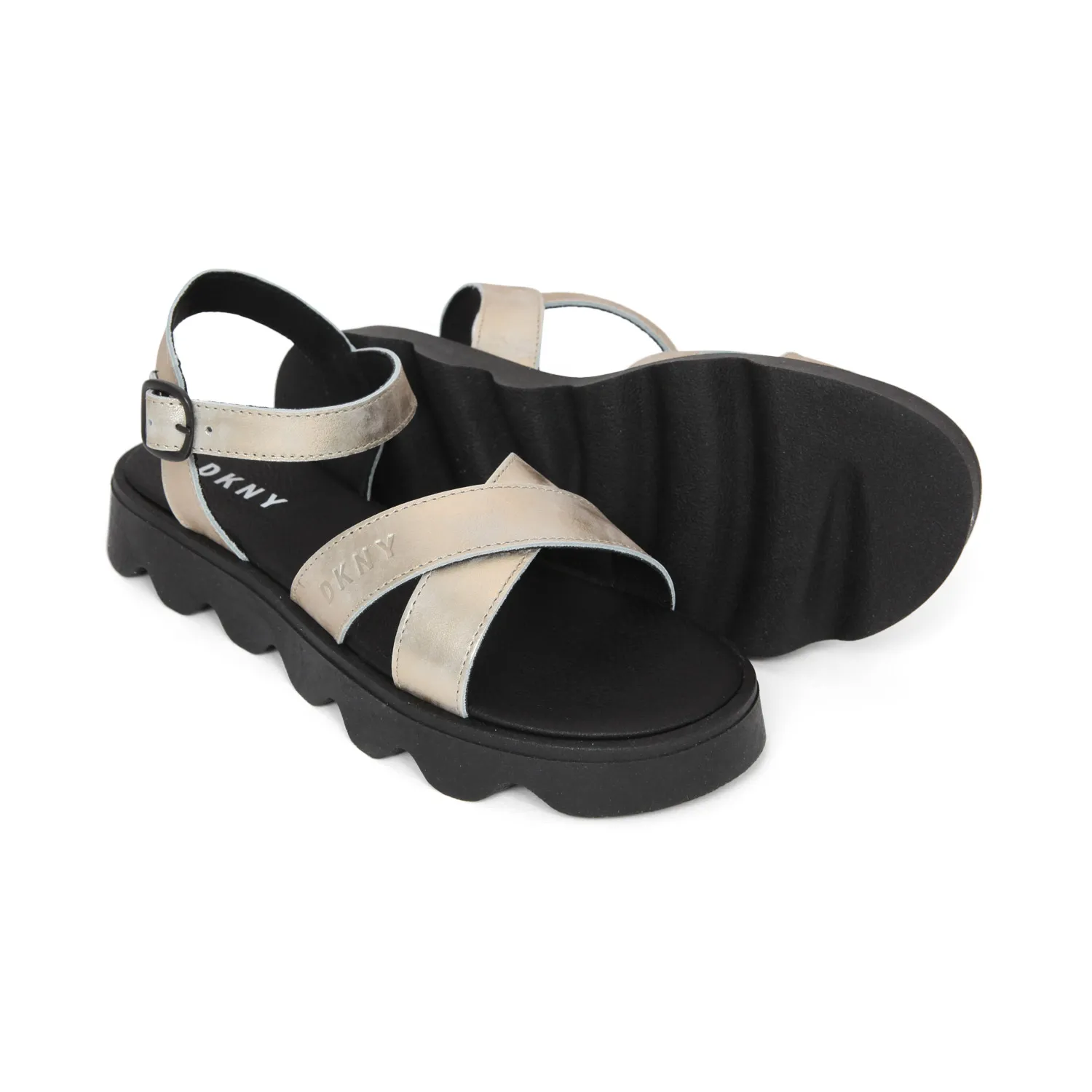 Dkny Gold And Black Sandals For Girls And Teen