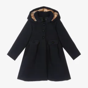 Girls Navy Blue Hooded Coat