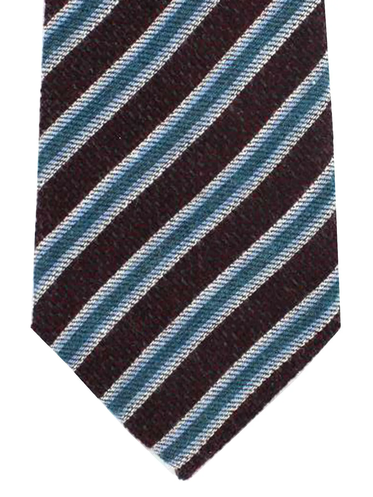 Kenzo Tie Maroon Teal Stripes Wool Silk Narrow Necktie SALE