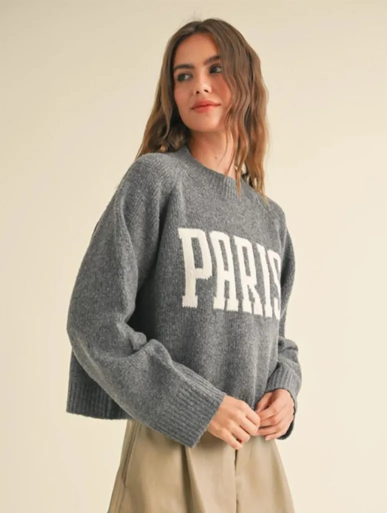 Paris Letter Front Sweater