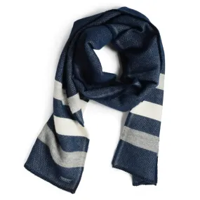 Revival Stripe Scarf in Heather Navy