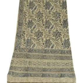 Sanskriti Vintage Dupatta Long Stole Pure Cotton Ivory Kalamkari Wrap Scarves