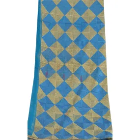 Sanskriti Vintage Long Blue Dupatta/Stole Art Silk Embroidered Wrap Scarves