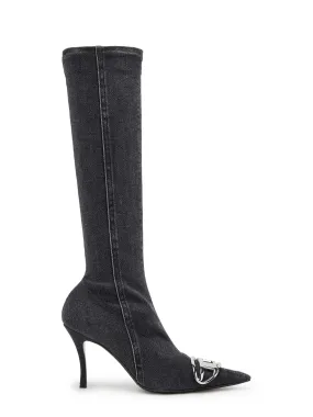 Stretch denim Knee-High boots