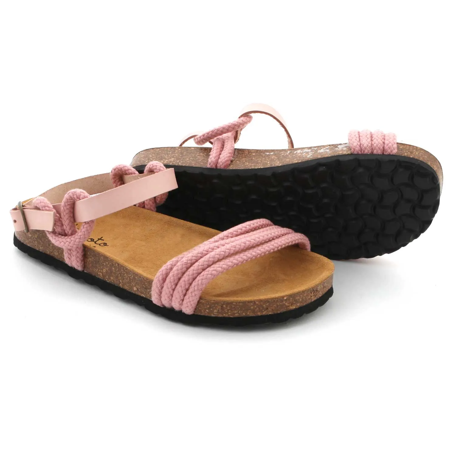 Tocotò Vintage Pink Rope Sandals For Girls And Teen