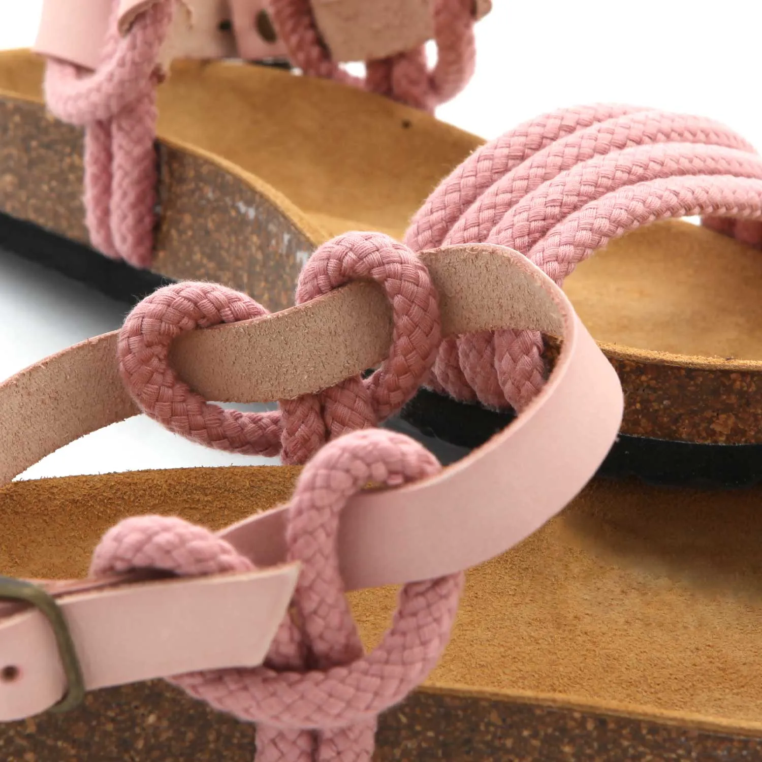 Tocotò Vintage Pink Rope Sandals For Girls And Teen