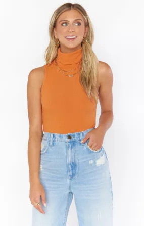 Turtle Bodysuit ~ Burnt Orange Rib Knit