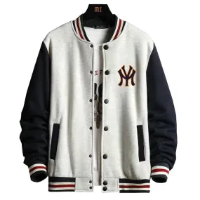 Xituodai New Arrival Letter Rib Sleeve Cotton Fashion Logo Single Breasted Casual Bomber Baseball Jacket Loose Cardigan Coat